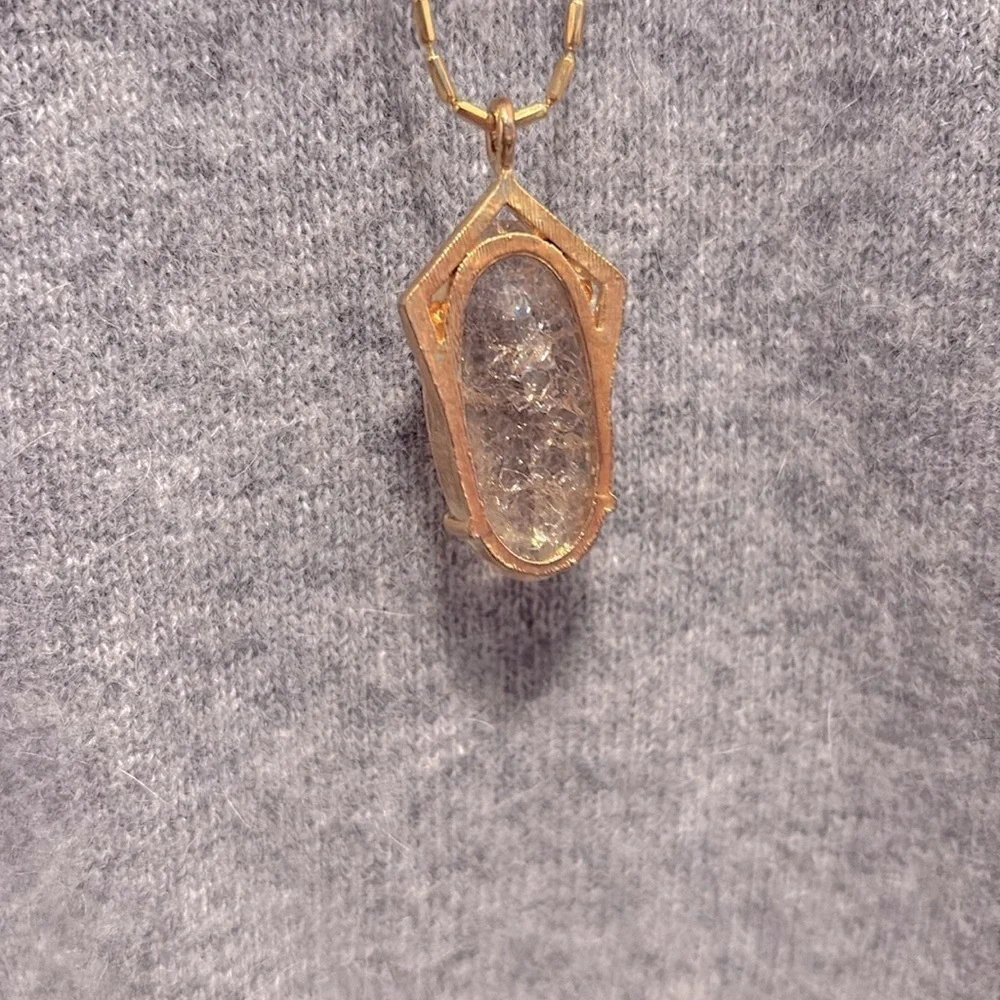 NWT [Vince Camuto] Iridescent Gemstone Dual Strand Gold Chain Pendant Necklace - Picture 8 of 10